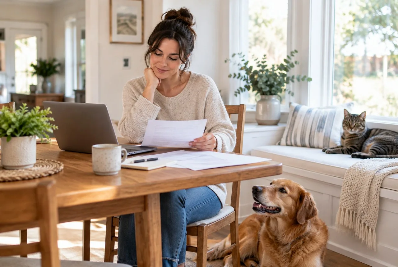 Pet owner comparing options for how to choose a pet insurance